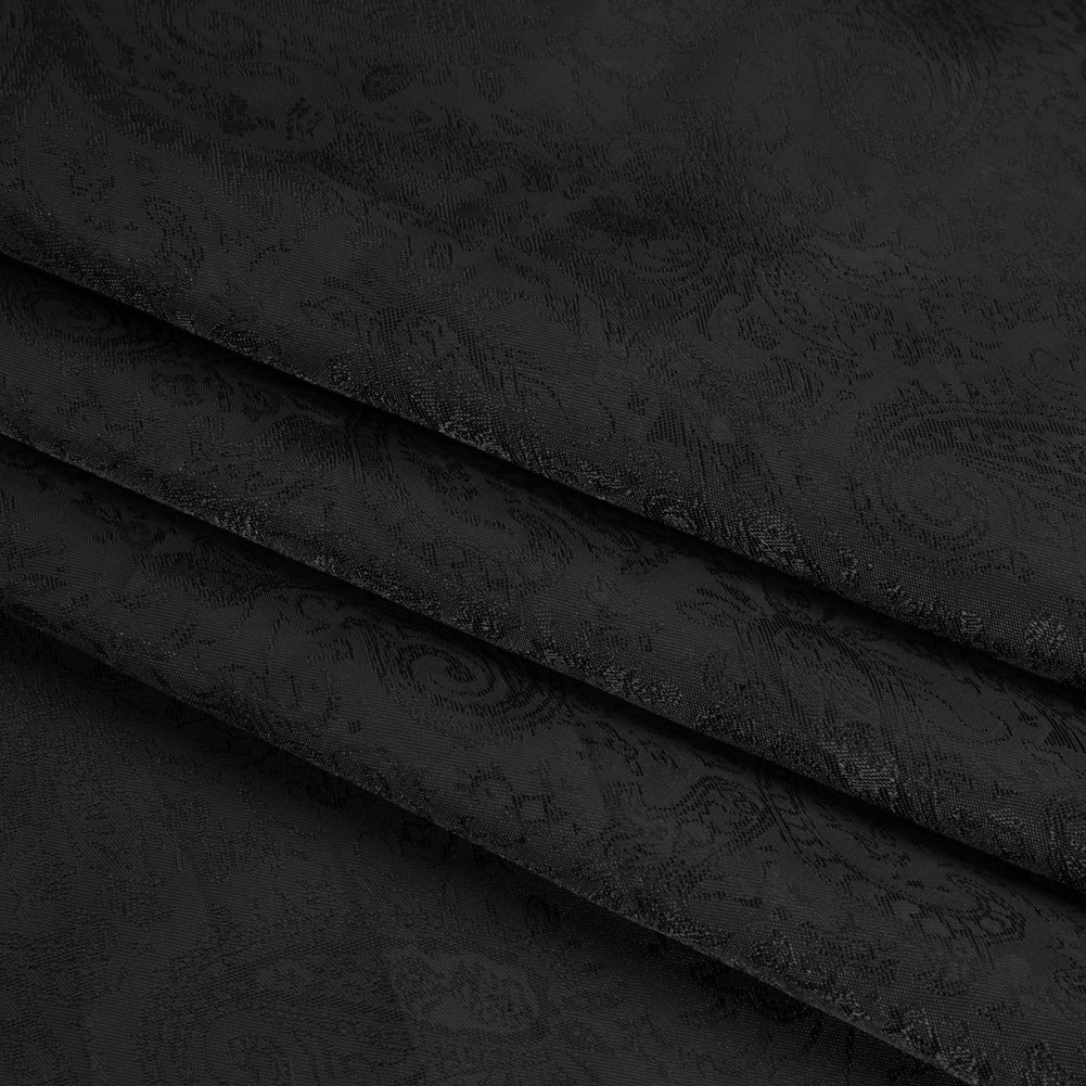 Black Paisley Polyester Jacquard Folded