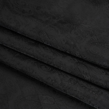 Black Paisley Polyester Jacquard Folded