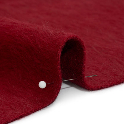 Red Fuzzy Blended Wool Coating Detail