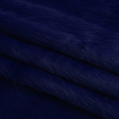 Royal Blue Fuzzy Blended Wool Coating Folded