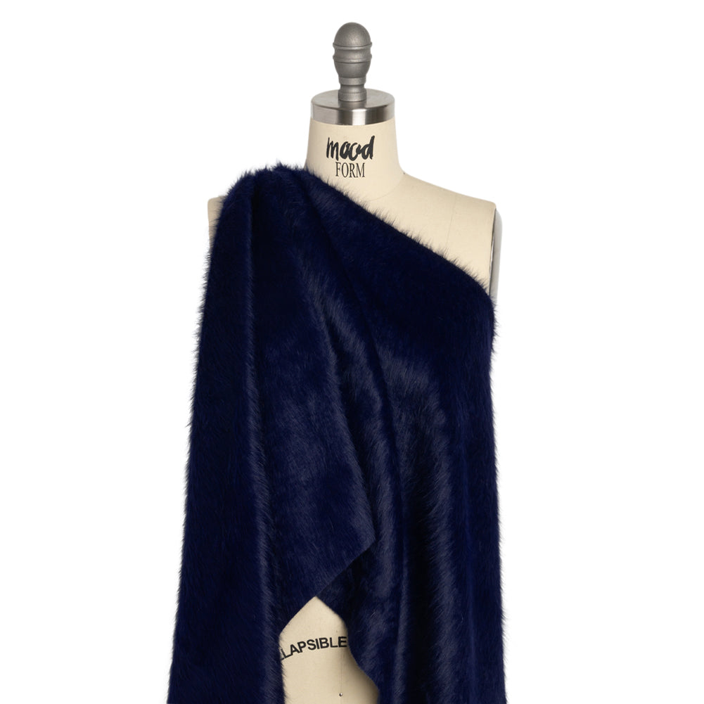 Royal Blue Fuzzy Blended Wool Coating Drape