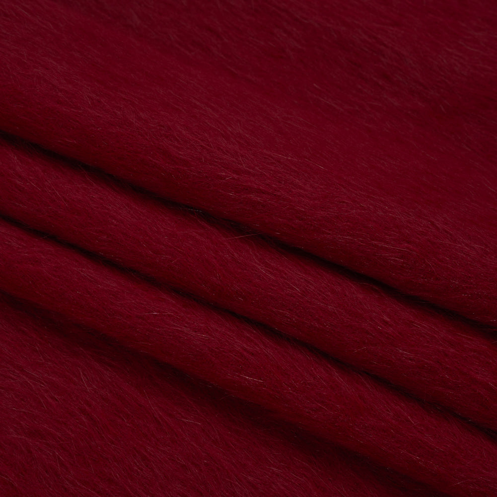 Wine Fuzzy Blended Wool Coating Folded