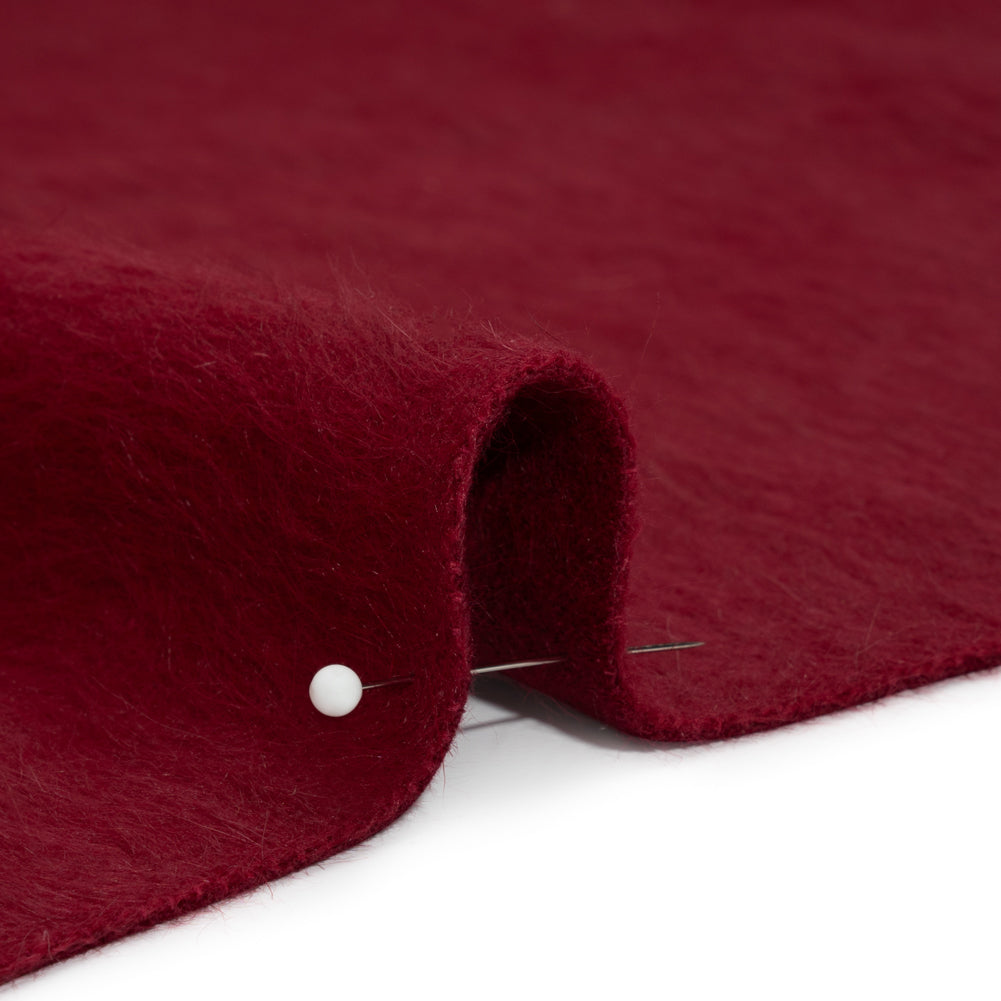 Wine Fuzzy Blended Wool Coating Detail