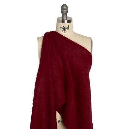 Wine Fuzzy Blended Wool Coating Drape