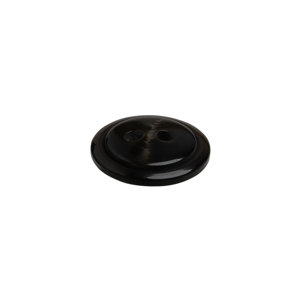 Plastic 2-Hole Button - 24L/15mm - Dark Brown Low Convex - Folded