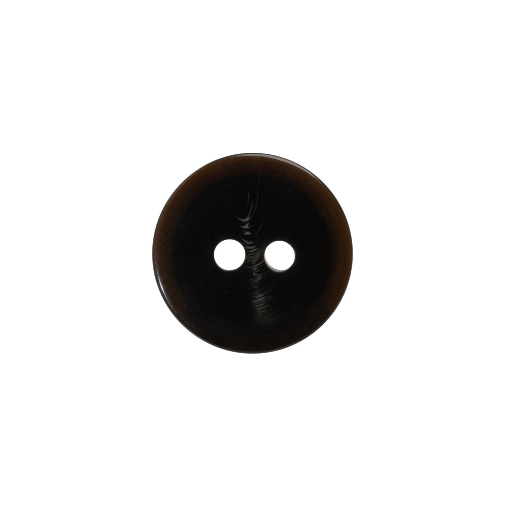 Plastic 2-Hole Button - 24L/15mm - Dark Brown Low Convex - Detail