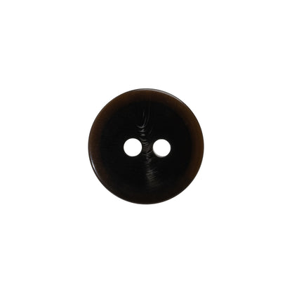 Plastic 2-Hole Button - 24L/15mm - Dark Brown Low Convex
