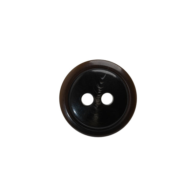 Plastic 2-Hole Button - 24L/15mm - Dark Brown Low Convex