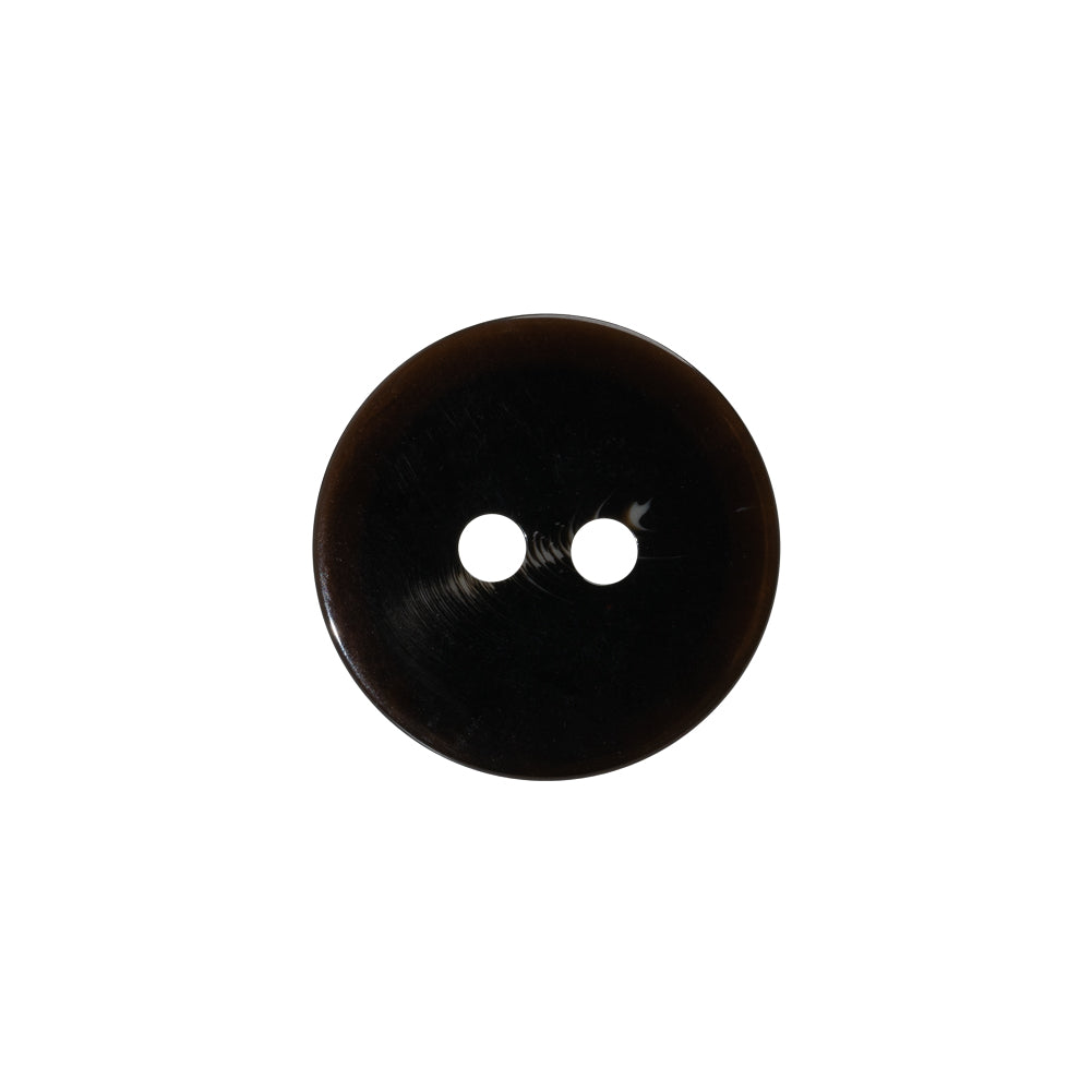 Plastic 2-Hole Button - 28L/18mm - Dark Brown Low Convex - Detail