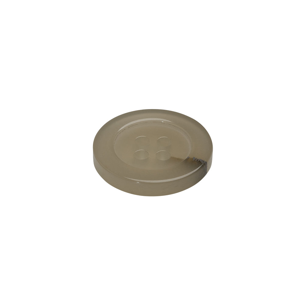 Plastic 4-Hole Button - 24L/15mm - Translucent Ivory with Gray Inclusion - Folded