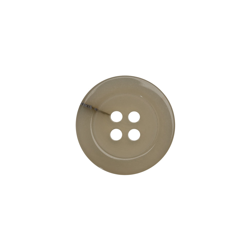 Plastic 4-Hole Button - 24L/15mm - Translucent Ivory with Gray Inclusion