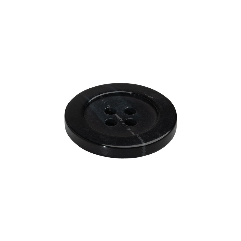 Plastic 4-Hole Button - 32L/20mm - Black and Gray Streaks - Folded