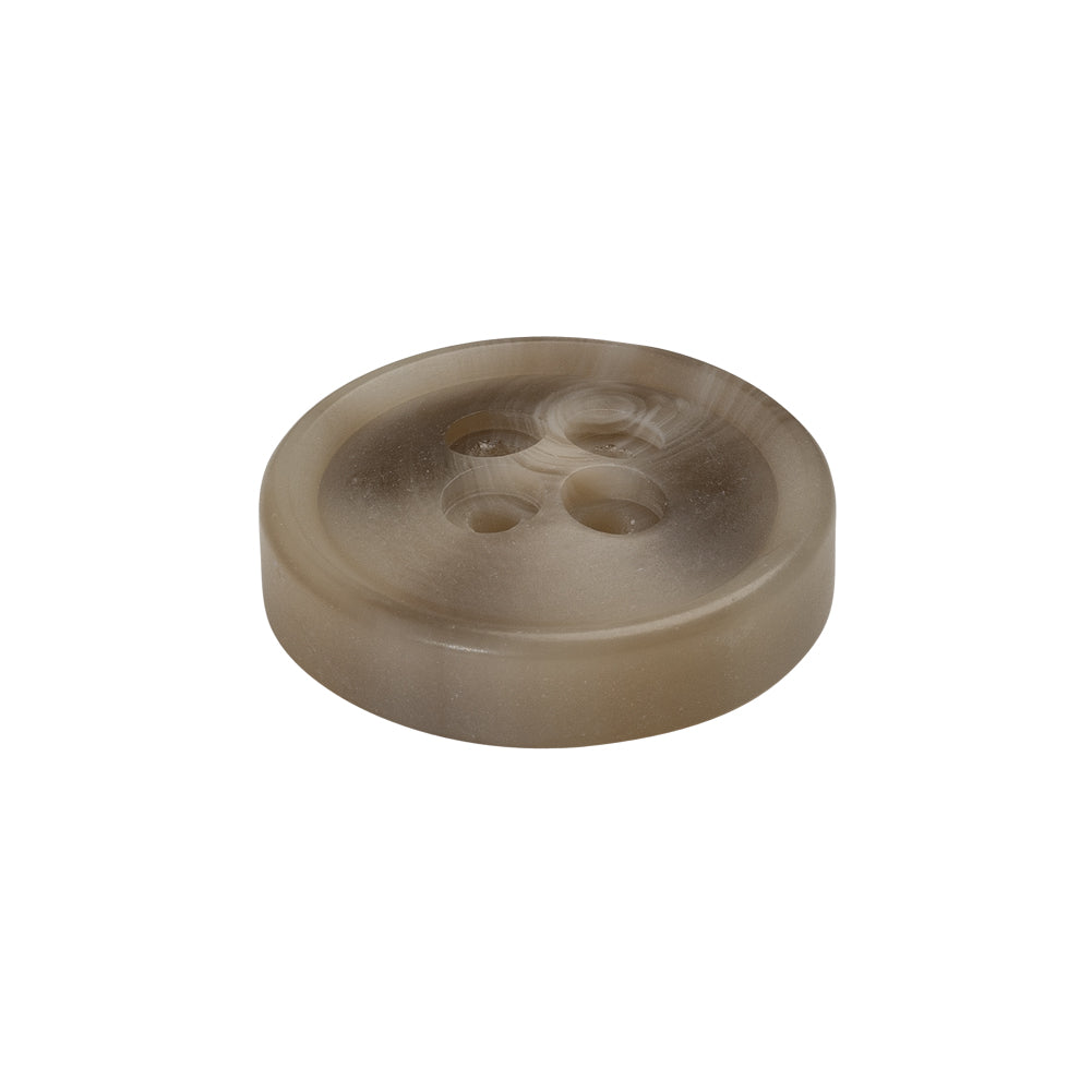 Plastic 4-Hole Button - 36L/23mm - Beige and Taupe Thick Swirls Low Convex - Folded
