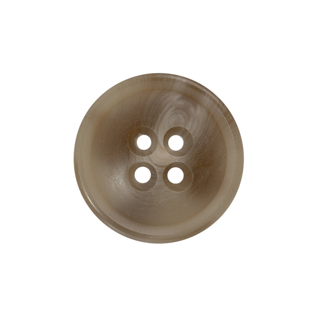 Plastic 4-Hole Button - 36L/23mm - Beige and Taupe Thick Swirls Low Convex