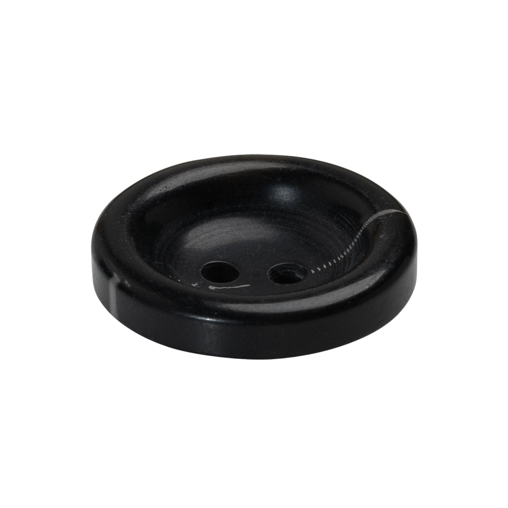 Plastic 2-Hole Button - 40L/25.5mm - Black Bowl Shaped - Detail