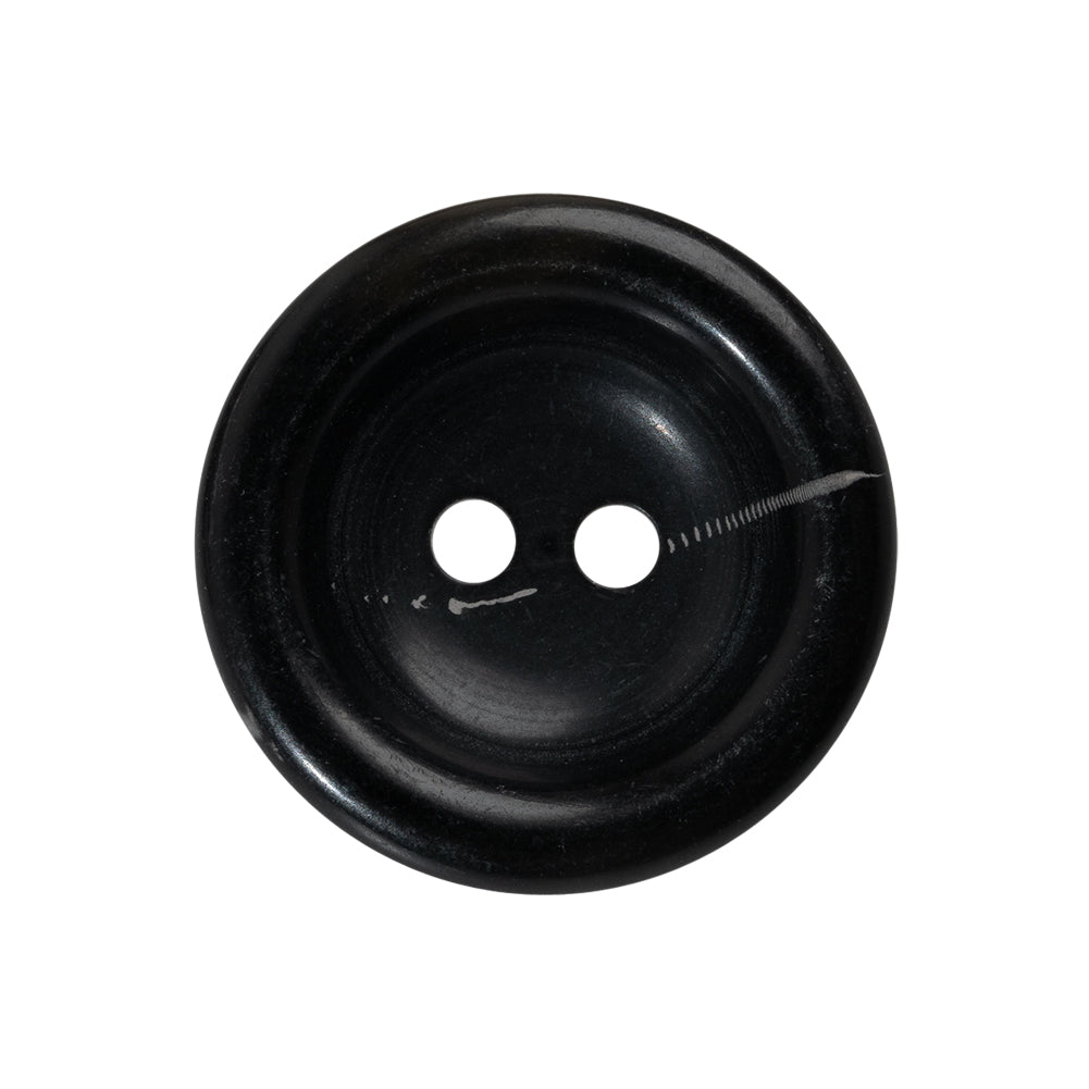 Plastic 2-Hole Button - 40L/25.5mm - Black Bowl Shaped