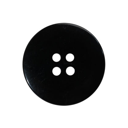 Plastic 4-Hole Button Made in Italy - 40L/25.5mm - Pearlescent Black Rolled Rim with Low Convex Center