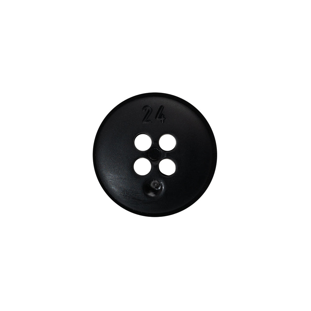 4-Hole Plastic Button - 24L/15mm - Matte Black Narrow Rim - Detail