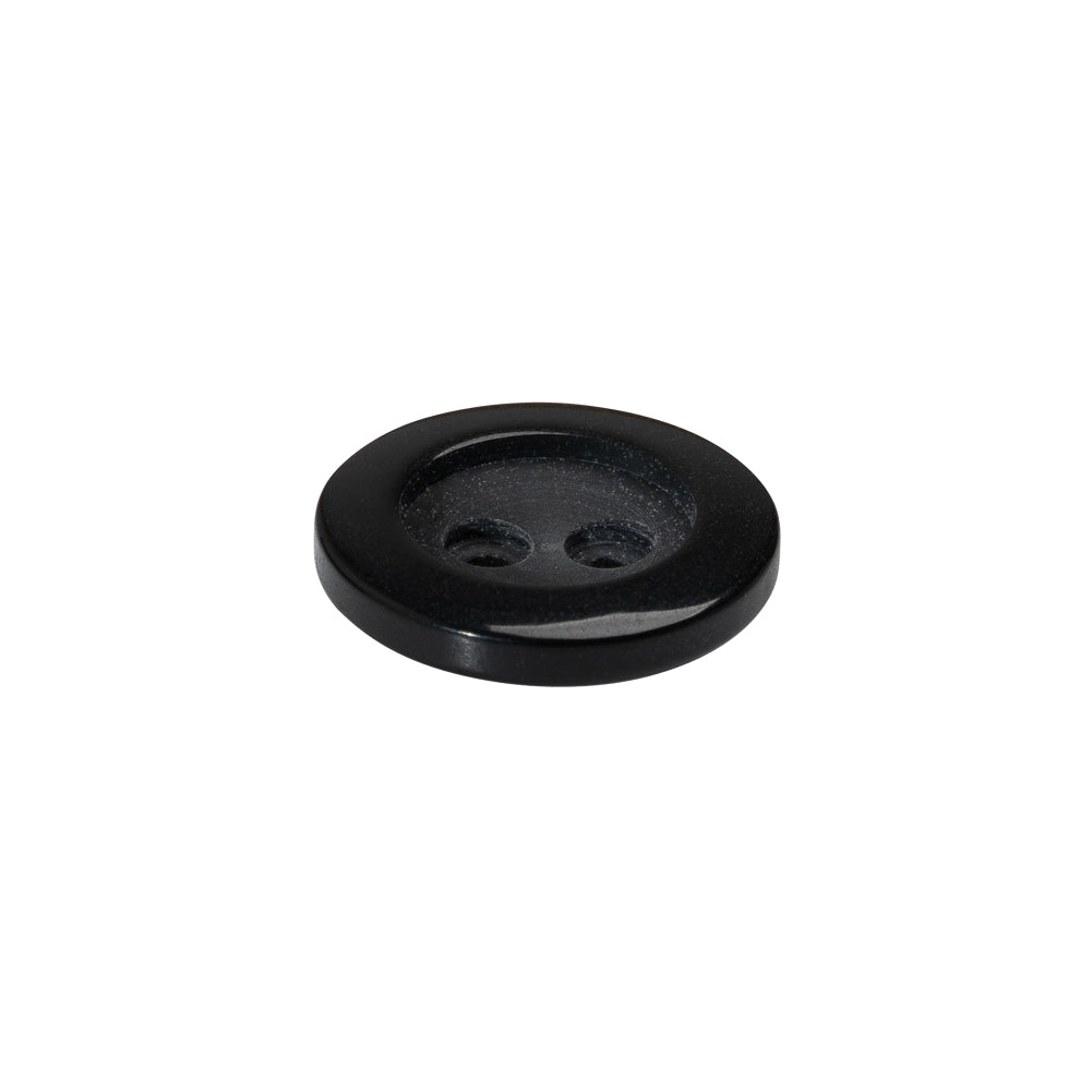 Plastic 2-Hole Button - 28L/18mm - Black Matte Center - Folded