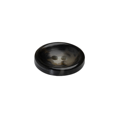 Plastic 4-Hole Button - 28L/18mm - Black and Beige Mottled Dish Shaped
