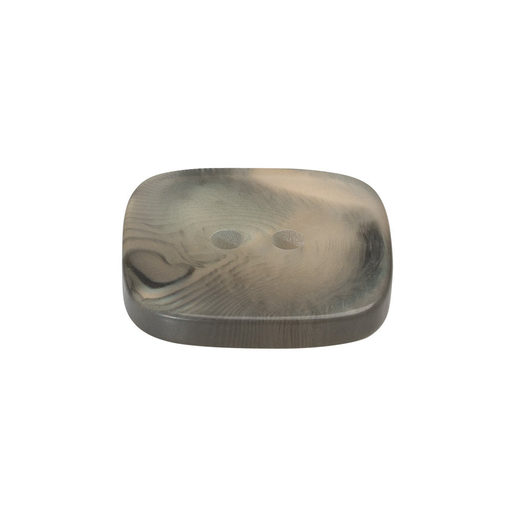 Square Plastic 2-Hole Button - 36L/23mm - Iridescent Ivory and Gray Marbled - Folded