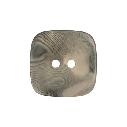 Square Plastic 2-Hole Button - 36L/23mm - Iridescent Ivory and Gray Marbled