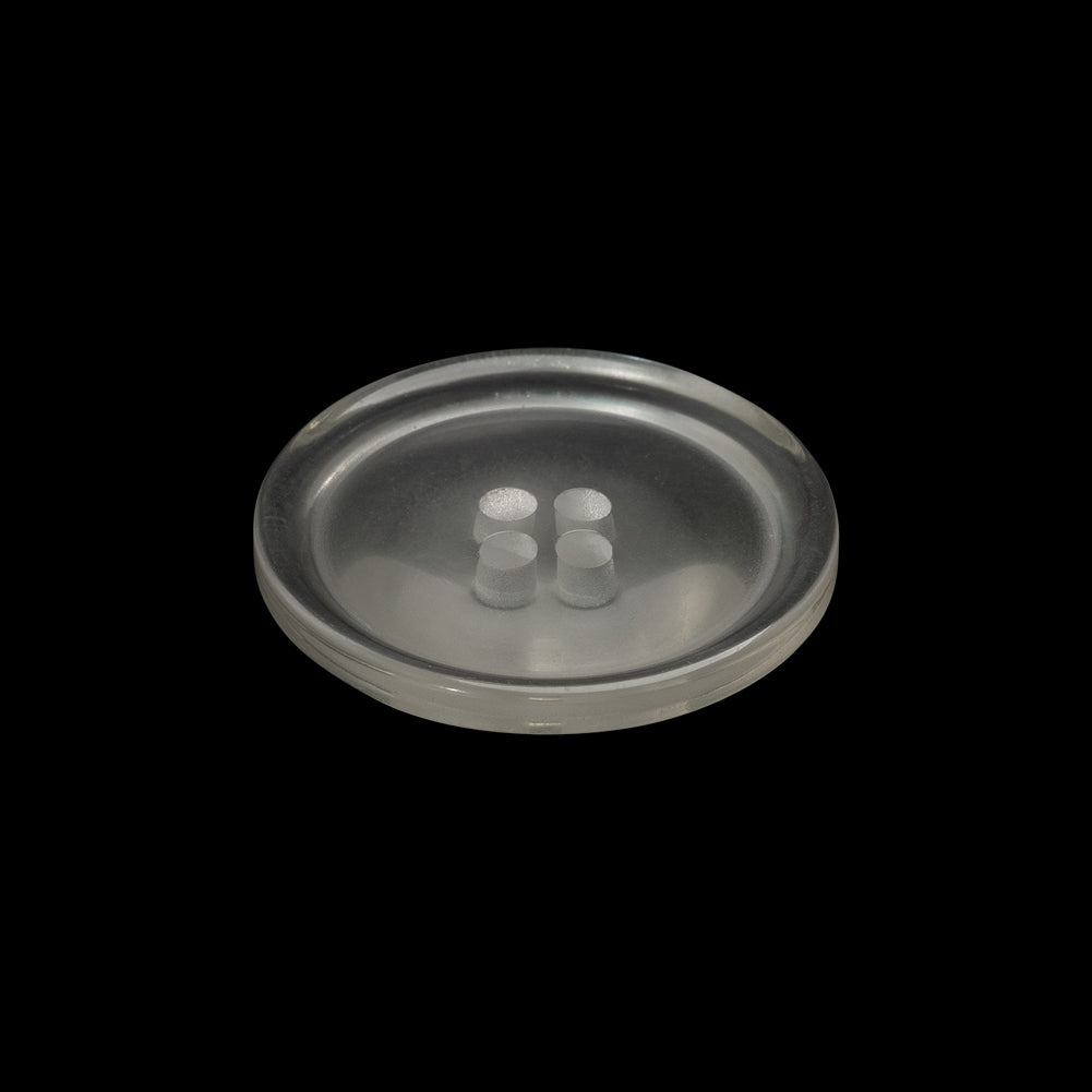 Plastic 4-Hole Button Made in Italy - 36L/23mm - Clear White - Folded