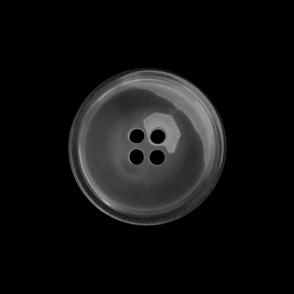 Plastic 4-Hole Button Made in Italy - 36L/23mm - Clear White - Detail