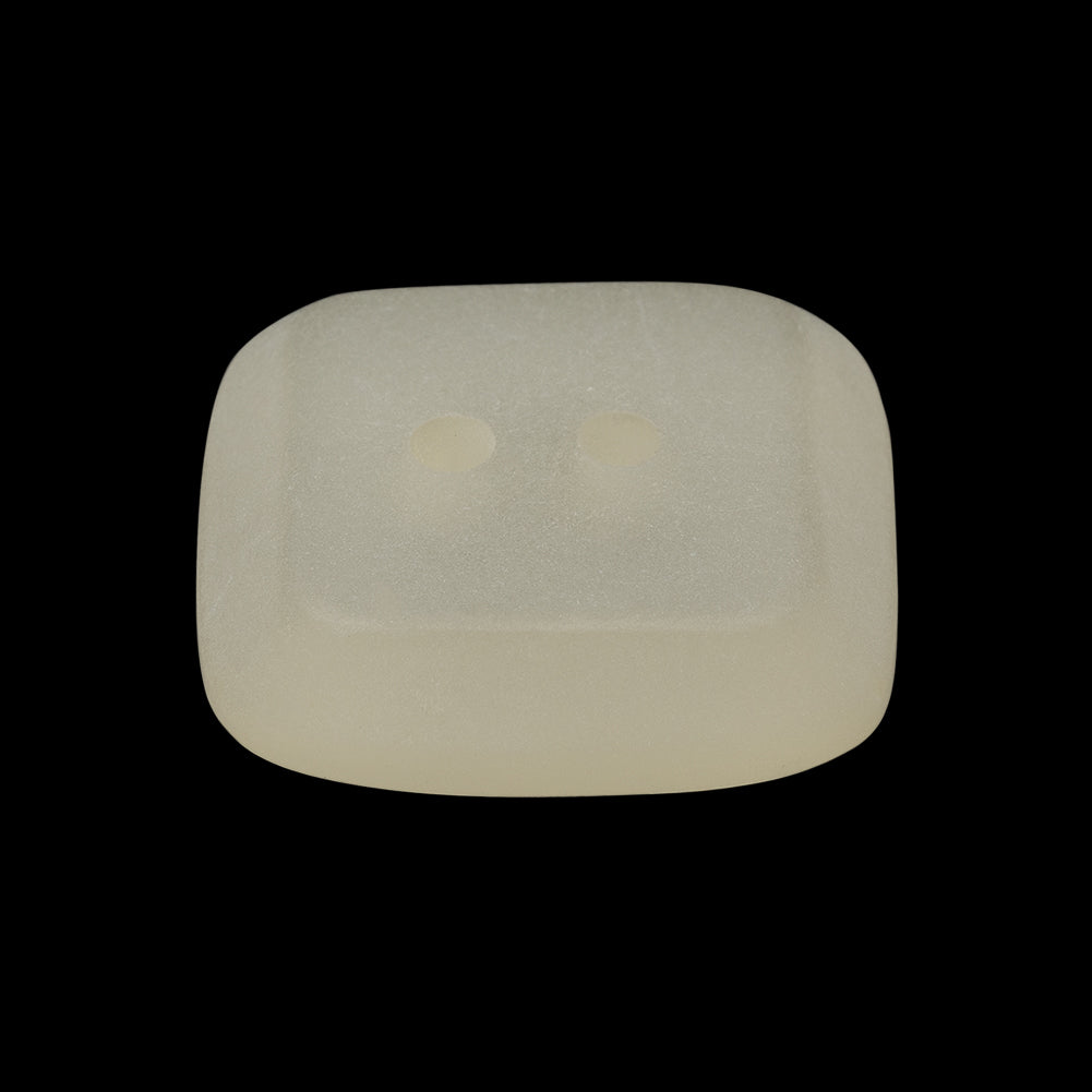 Square Plastic 2-Hole Button - 40L/25.5mm - Frosted Translucent Off White - Folded