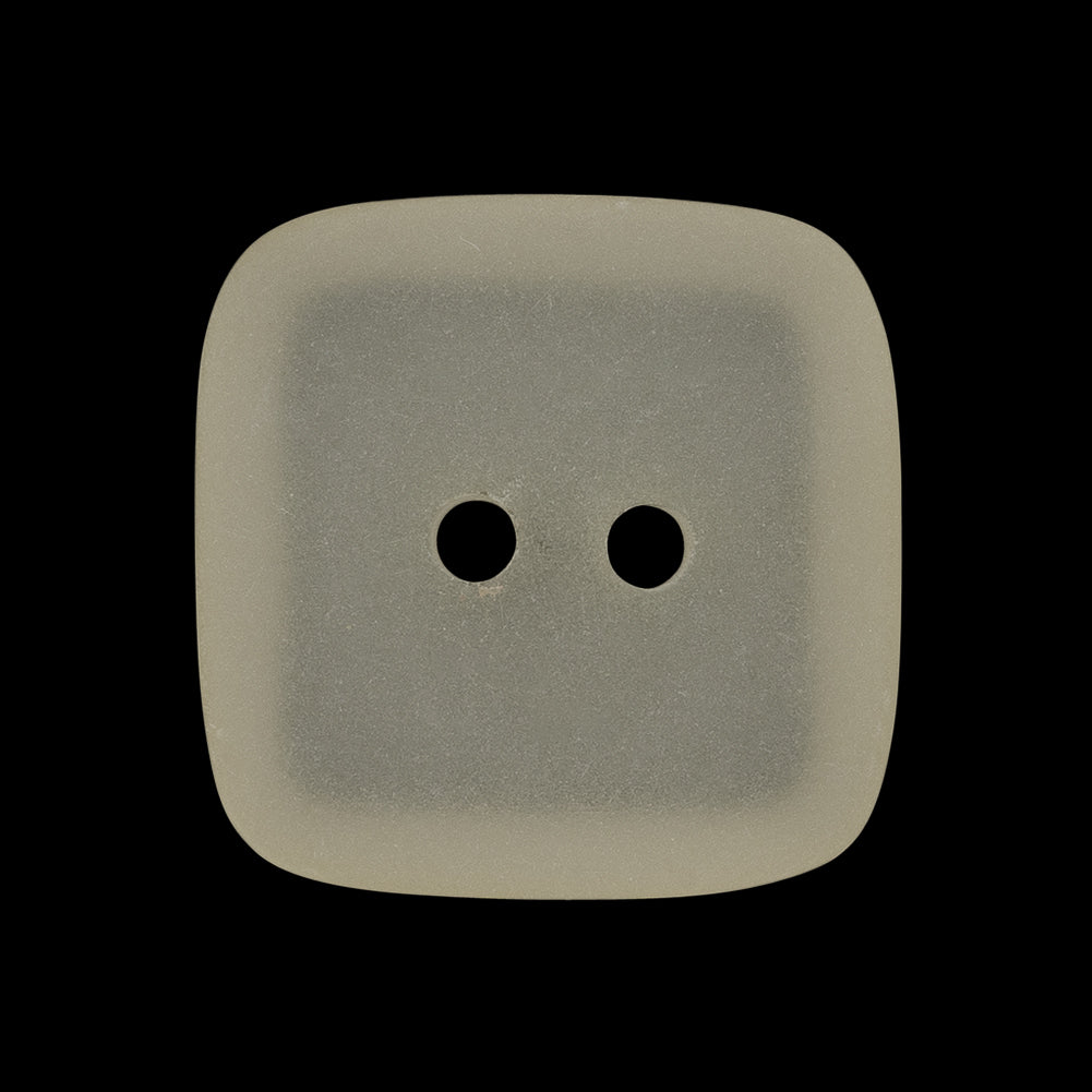 Square Plastic 2-Hole Button - 40L/25.5mm - Frosted Translucent Off White - Detail