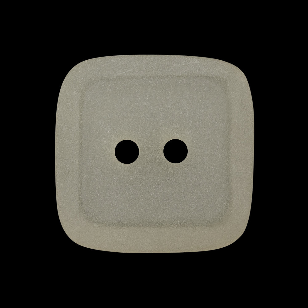 Square Plastic 2-Hole Button - 40L/25.5mm - Frosted Translucent Off White