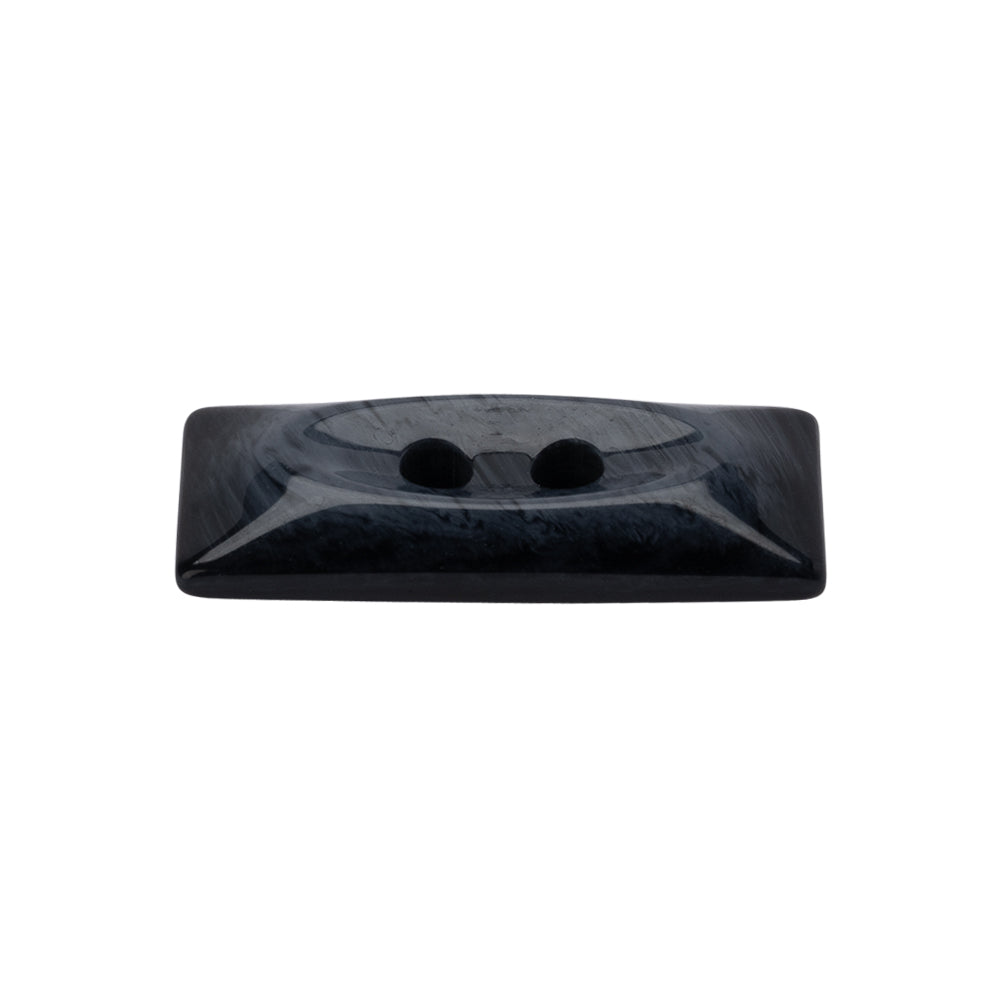 Rectangular Plastic 2-Hole Button - 40L/25.5mm - Navy Blue Swirls - Folded