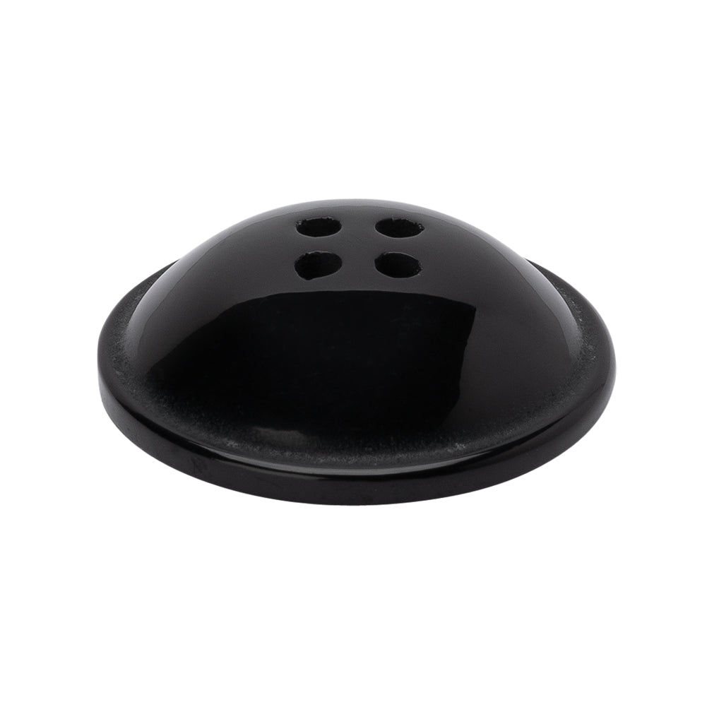 Plastic 4-Hole Button - 44L/28mm - Black Half Dome - Folded