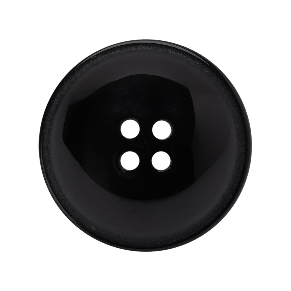 Plastic 4-Hole Button - 44L/28mm - Black Half Dome