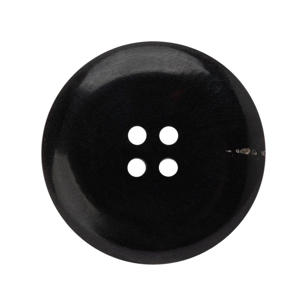 Plastic 4-Hole Button - 44L/28mm - Black Rolled Rim - Detail
