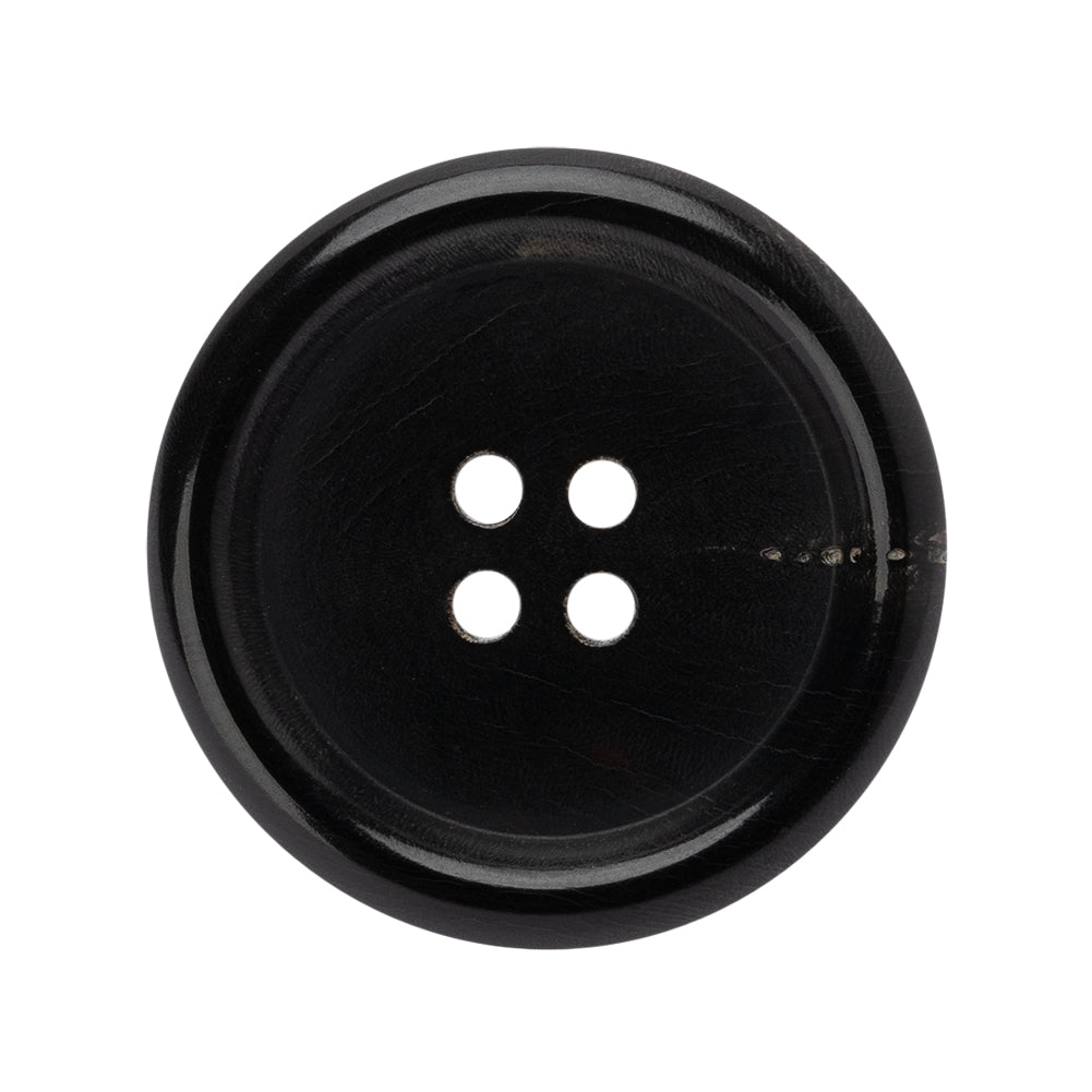 Plastic 4-Hole Button - 44L/28mm - Black Rolled Rim