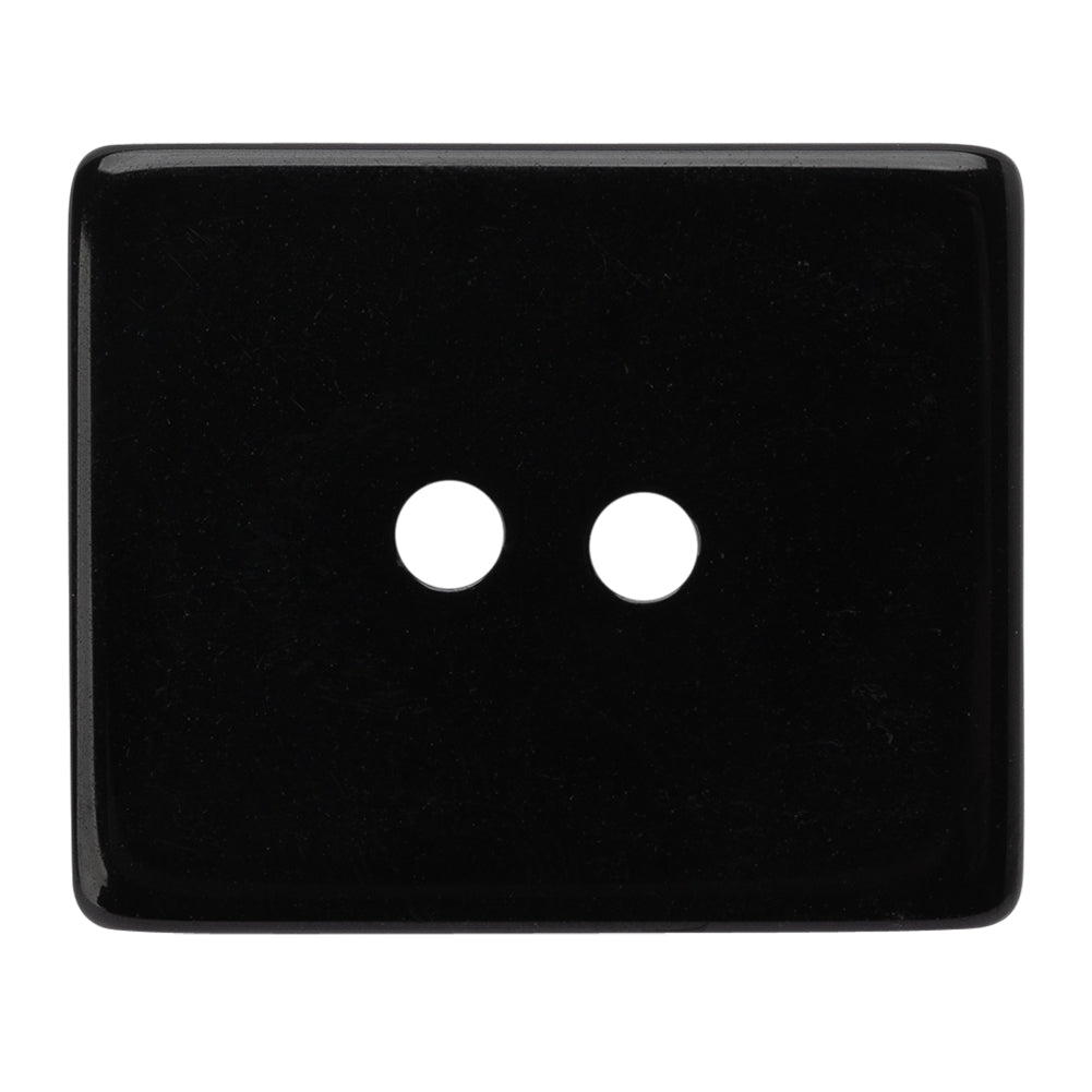 Rectangular Plastic 2-Hole Button - 60L/38mm - Black - Detail