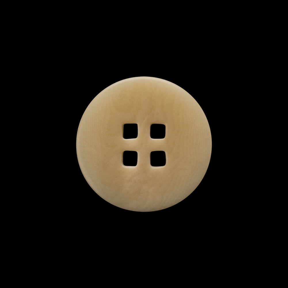 Plastic 4-Hole Button - 32L/20mm - Beige Subtle Marbling with Square Holes