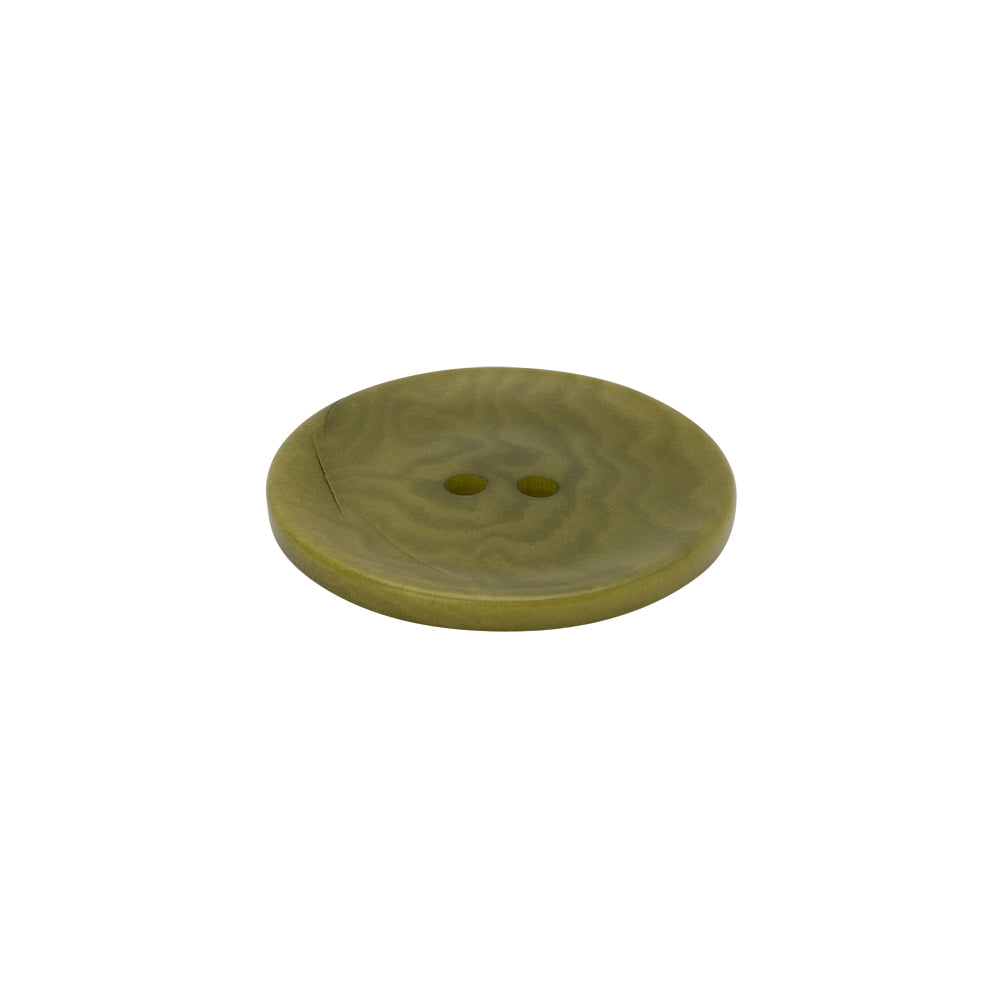 Plastic 4-Hole Button - 32L/20mm - Olive Green Swirls Platter Shaped - Folded