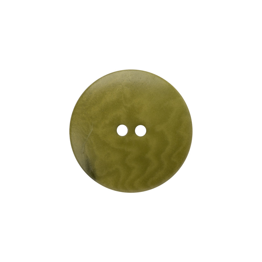Plastic 4-Hole Button - 32L/20mm - Olive Green Swirls Platter Shaped - Detail