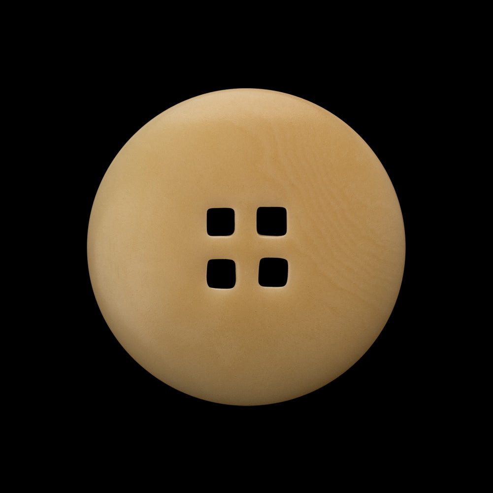Plastic 4-Hole Button - 40L/25.5mm - Beige Subtle Marbling with Square Holes - Detail