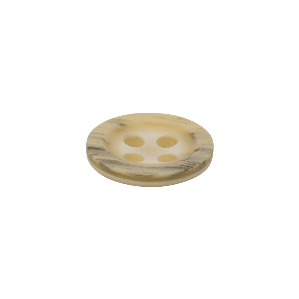 Plastic 4-Hole Button - 28L/18mm - Beige and Gray Striated - Folded
