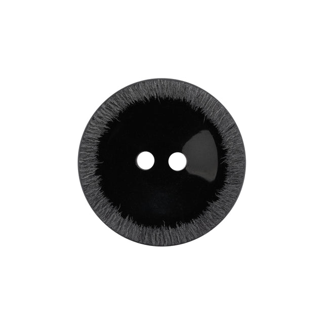 Plastic 2-Hole Button - 35L/22mm - Black Shallow Plate with Etched Rim