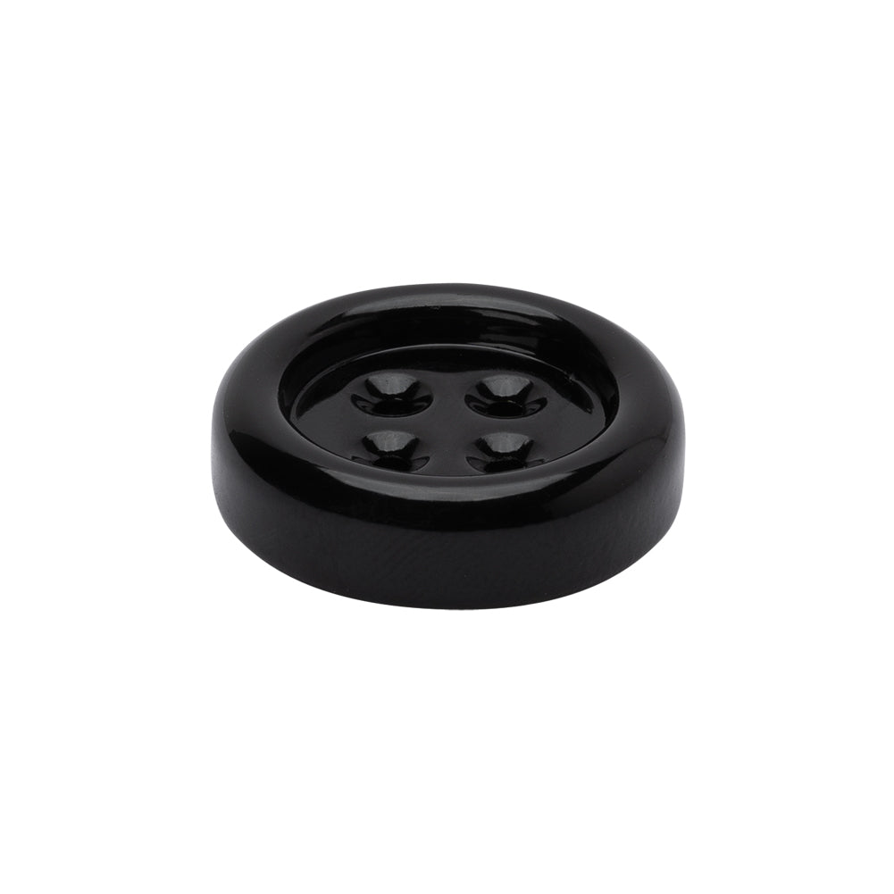 Metal 4-Hole Button - 36L/23mm - Black Enamel Coated - Folded