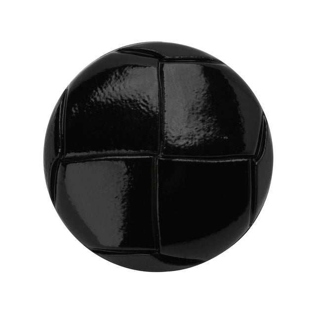 Plastic Shank Back Button - 44L/28mm - Black Faux Leather Knot