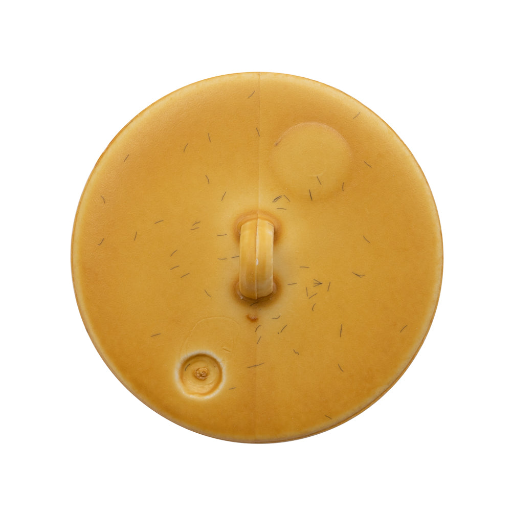 Plastic Shank Back Button - 44L/28mm - Mustard and Cream Basktweave - Detail