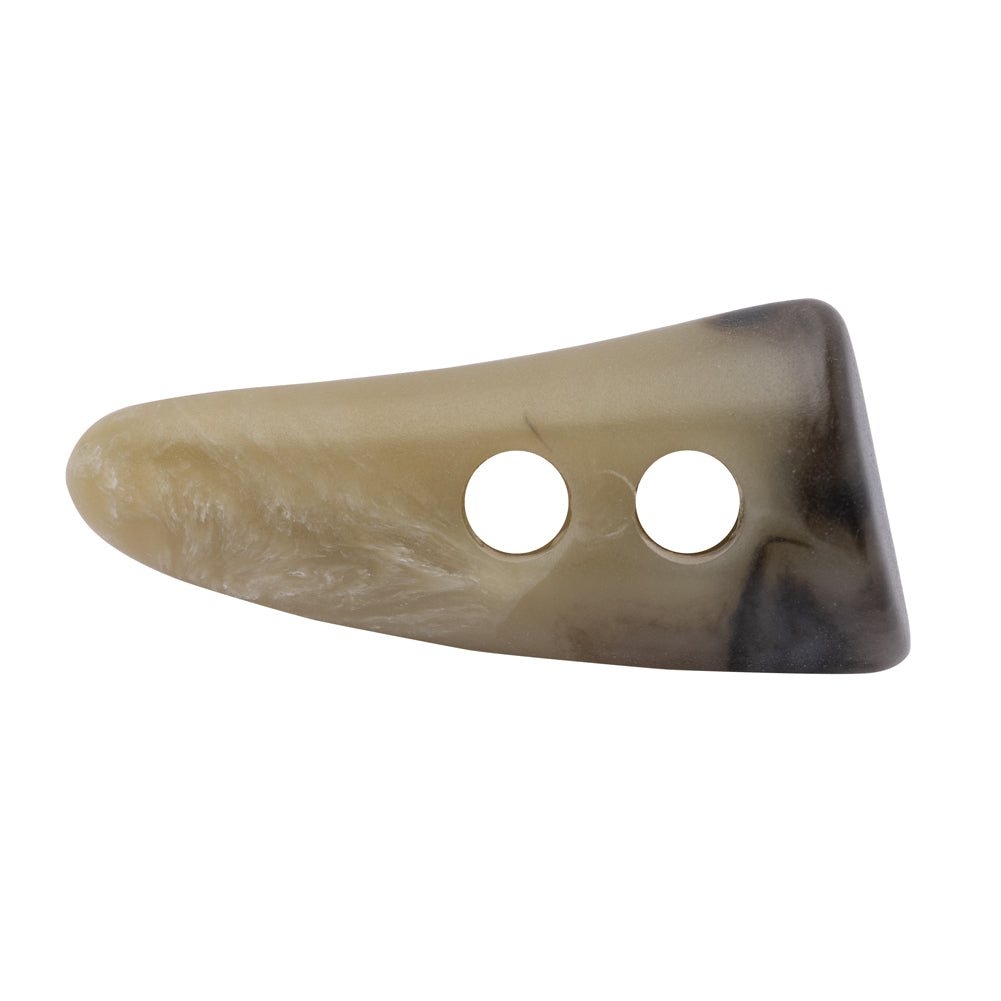 Horn 2-Hole Toggle Button - 60L/38mm - Beige and Gray Marbled - Detail