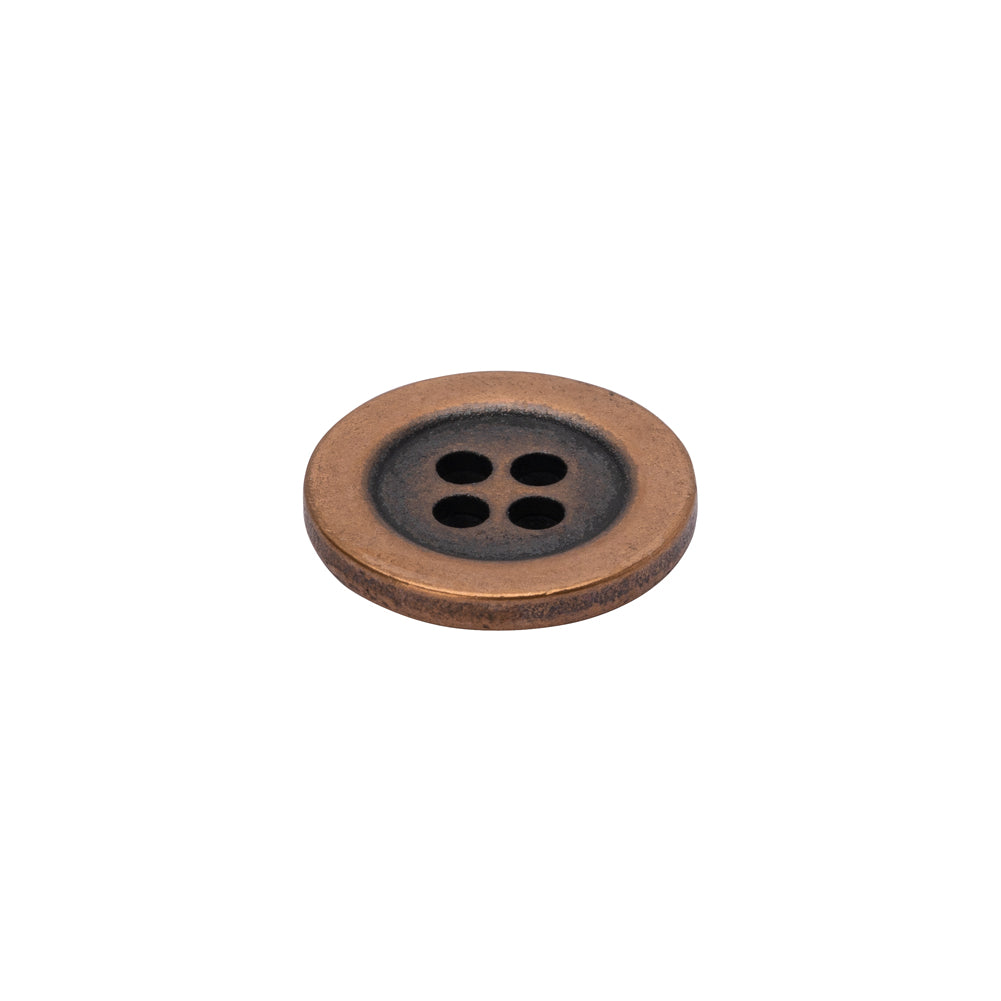 Metal 4-Hole Button - 24L/15mm - Copper - Folded