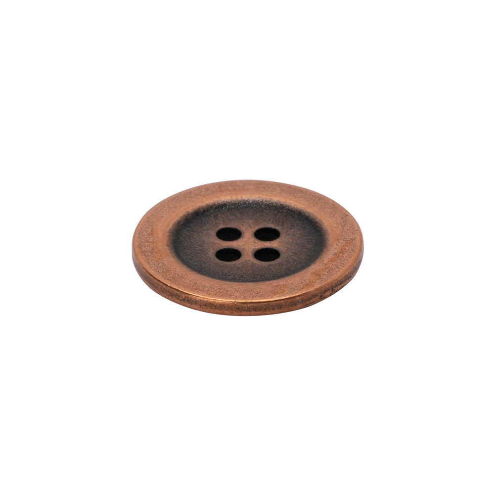 Metal 4-Hole Button - 32L/20mm - Copper - Folded
