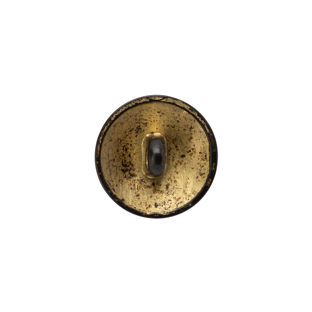 Metal Shank Back Button - 24L/15mm - Distressed Gold Crest - Folded